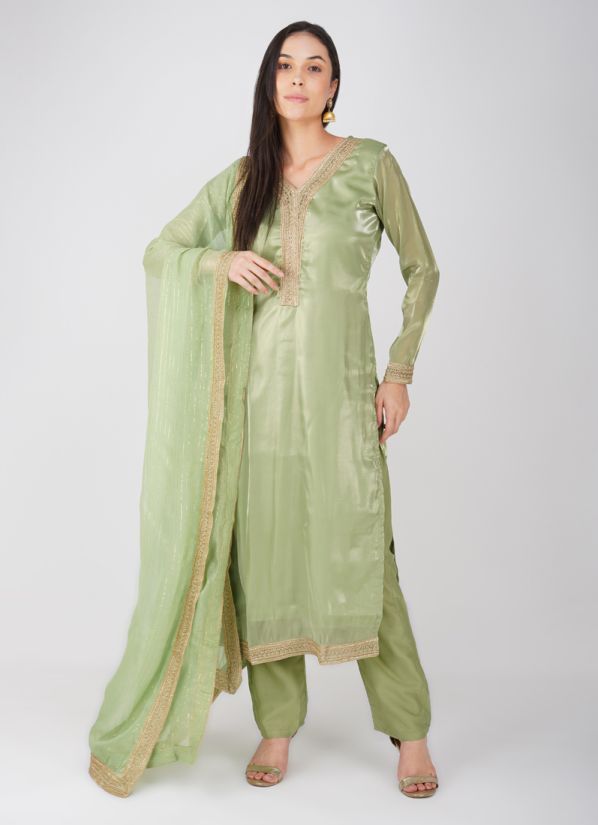 Buy Green Straight Cut Suit Set