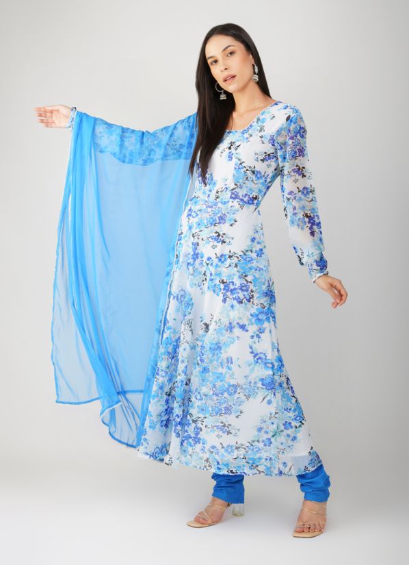 Buy Blue Floral Printed Suit Set