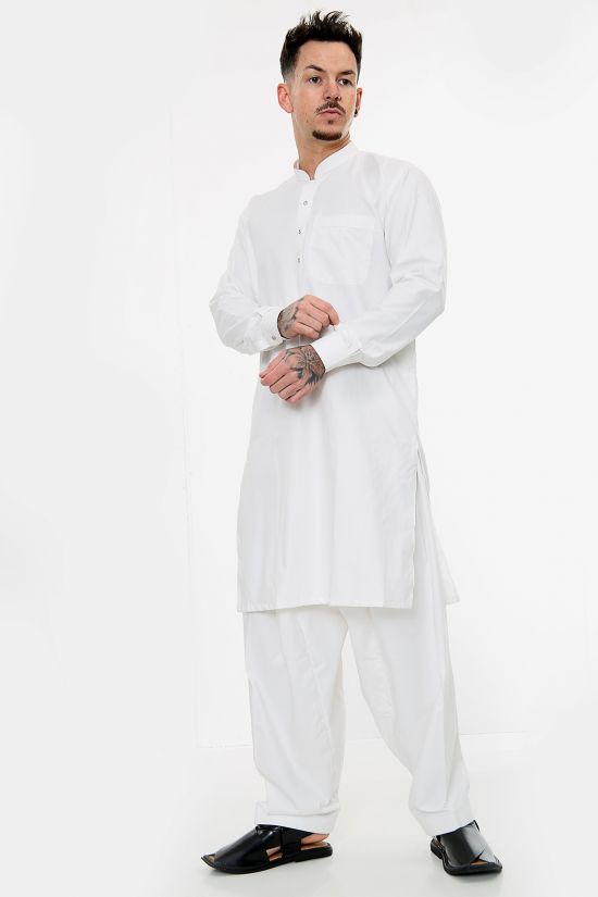 Off White Cotton Kurta Salwar