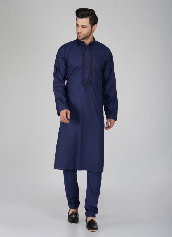 Men's Smart Navy Blue Aligarh Pyjama Set