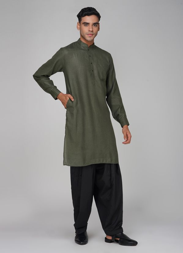 Men's Green Rayon Salwar Kurta Set