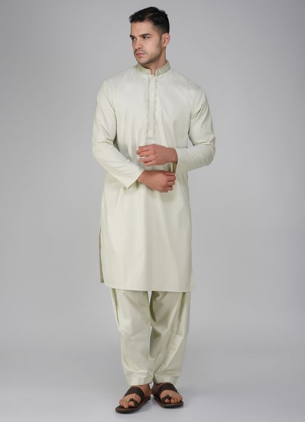 Buy Light Grey Cotton Kurta Salwar Set