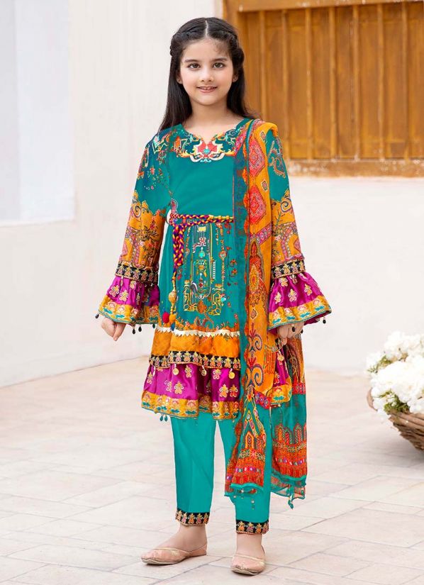 Buy Teal Linen Peplum Style Embroidered Suit Set