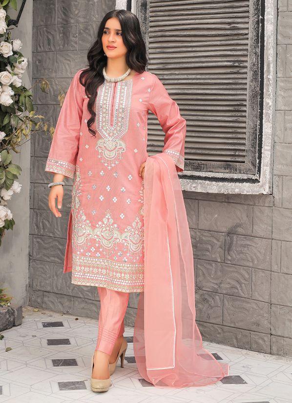 Pink Khaddi Cotton Trouser Suit