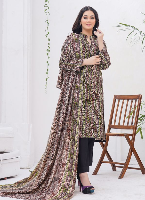 Brown Digital Printed Marina Shawl Suit