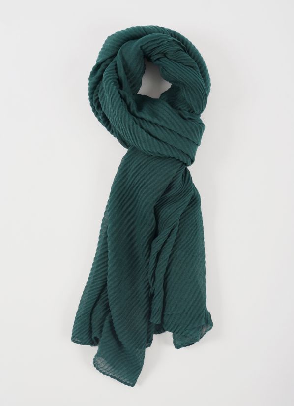 Dark Green Cotton Crinkled Scraf