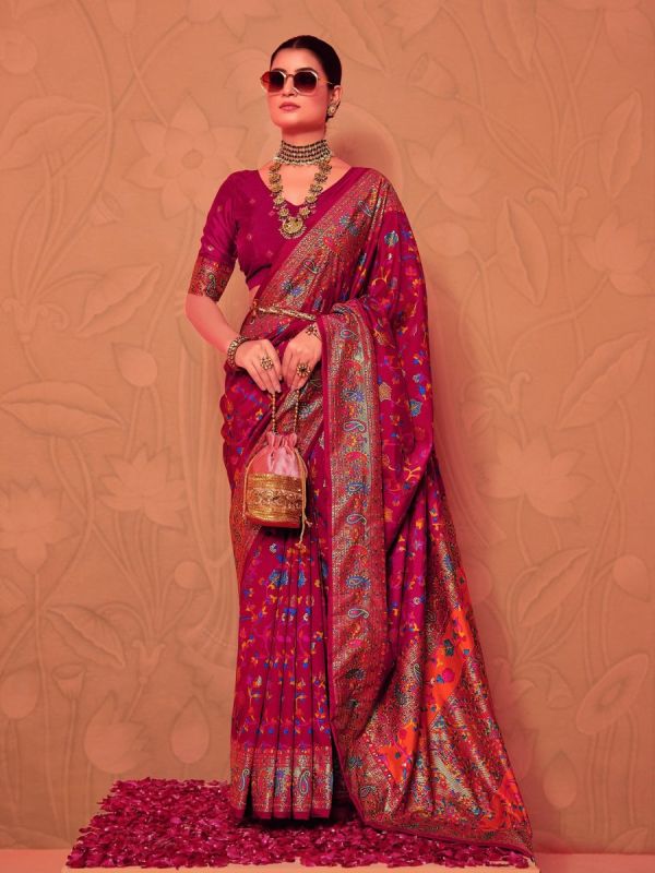 Buy Pink Silk Printed Saree