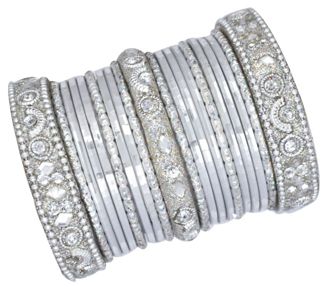 Silver Studded Bangle Set